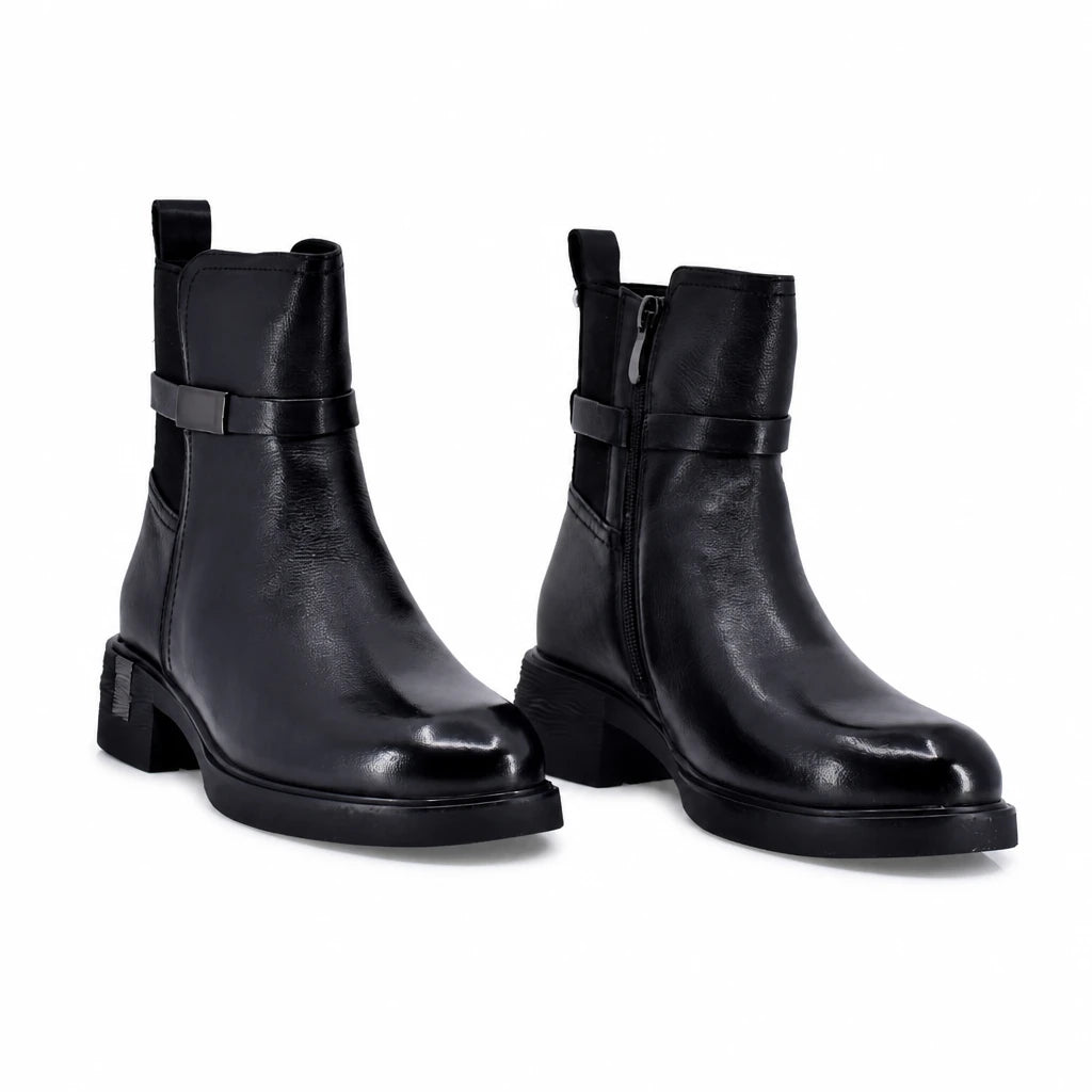 Ghete dama casual Anna Viotti piele naturala D125-5J302-B01 negre