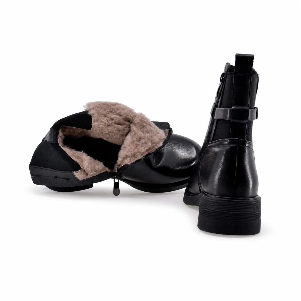 Ghete dama casual Anna Viotti piele naturala D125-5J302-B01 negre