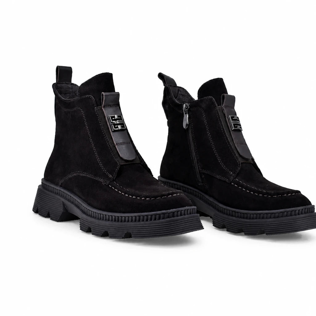 Ghete dama casual Anna Viotti piele intoarsa D125-5J330-R01B maro