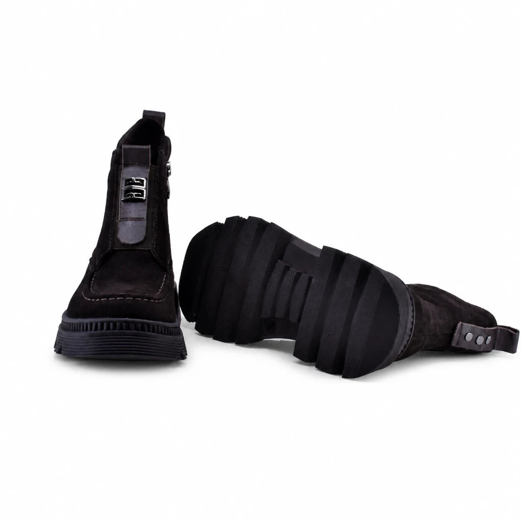Ghete dama casual Anna Viotti piele intoarsa D125-5J330-R01B maro