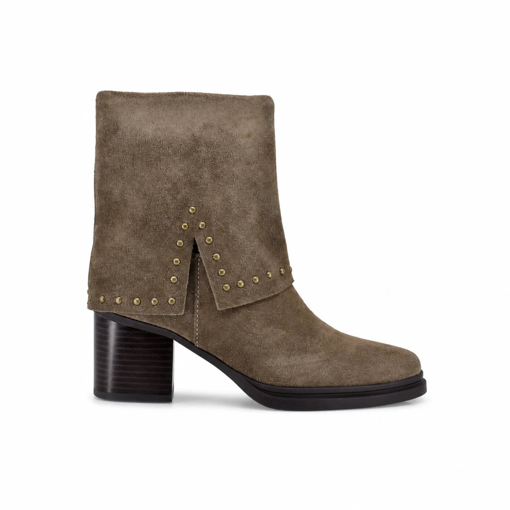 Botine dama casual Anna Viotti piele intoarsa D115-80935-05R kaki