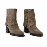 Botine dama casual Anna Viotti piele intoarsa D115-80935-05R kaki