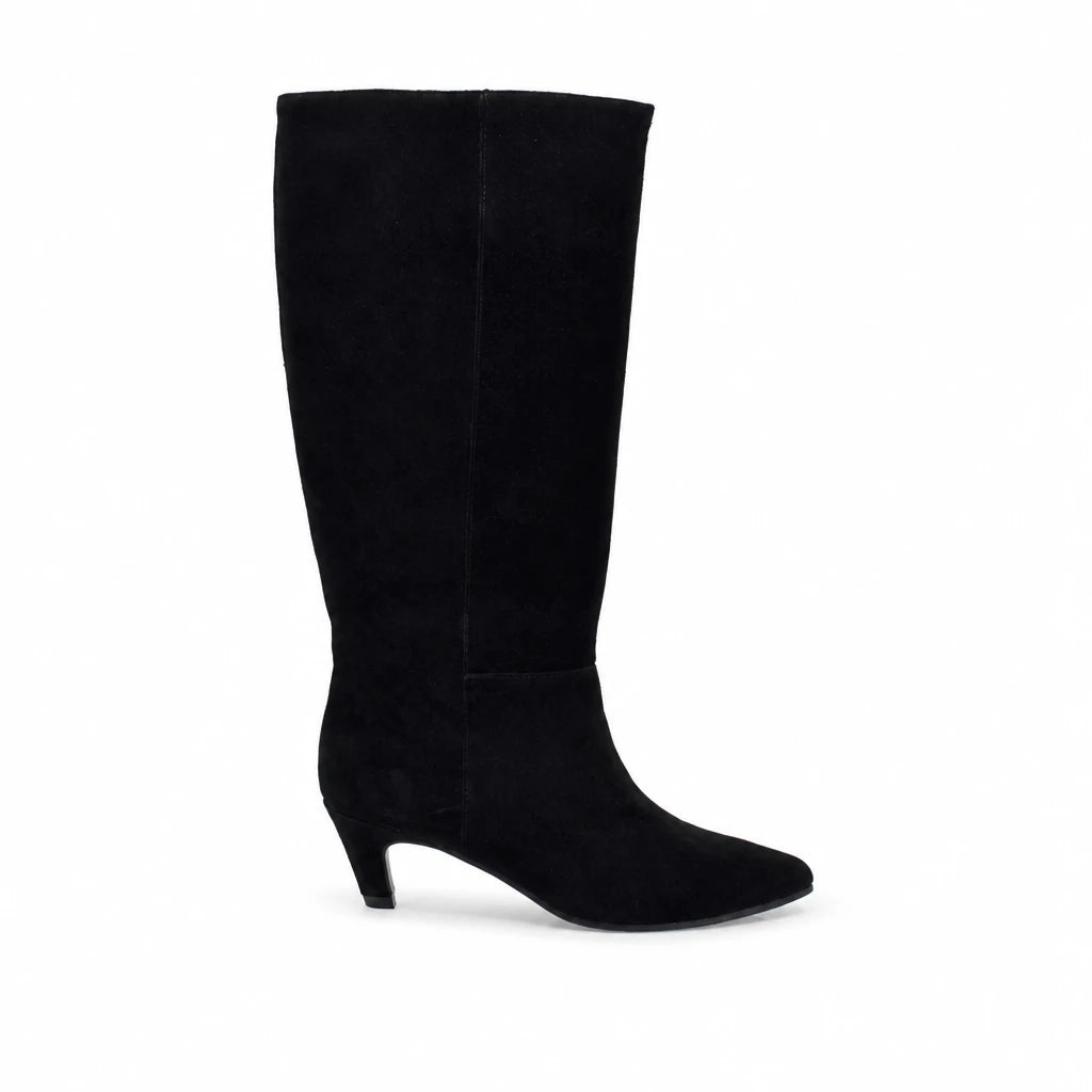Cizme dama elegante Anna Viotti piele intoarsa D115-X20257-10R negre