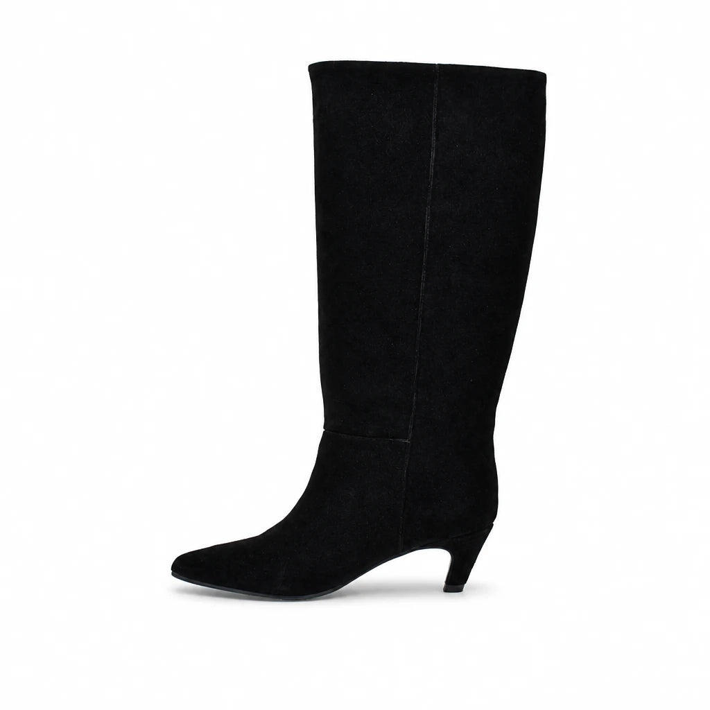 Cizme dama elegante Anna Viotti piele intoarsa D115-X20257-10R negre