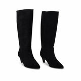 Cizme dama elegante Anna Viotti piele intoarsa D115-X20257-10R negre