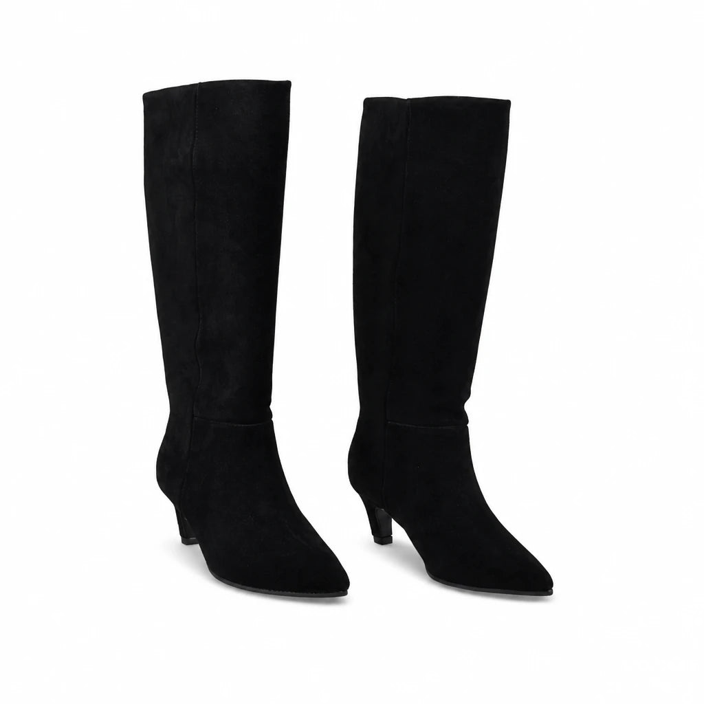 Cizme dama elegante Anna Viotti piele intoarsa D115-X20257-10R negre