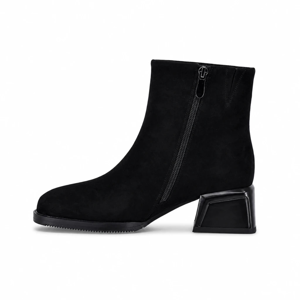 Botine dama elegante Anna Viotti piele intoarsa D123-J5A2721-700-Y36 negre