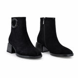 Botine dama elegante Anna Viotti piele intoarsa D123-J5A2721-700-Y36 negre