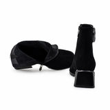 Botine dama elegante Anna Viotti piele intoarsa D123-J5A2721-700-Y36 negre