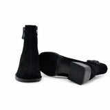 Botine dama elegante Anna Viotti piele intoarsa D123-J5A2721-700-Y36 negre