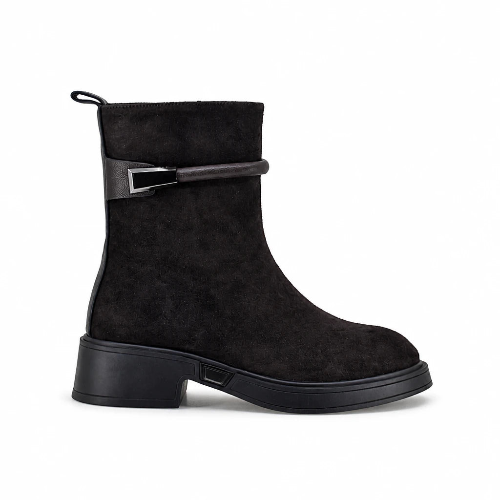 Ghete dama casual Anna Viotti piele intoarsa D123-Y766-7A77-H575-T259 maro