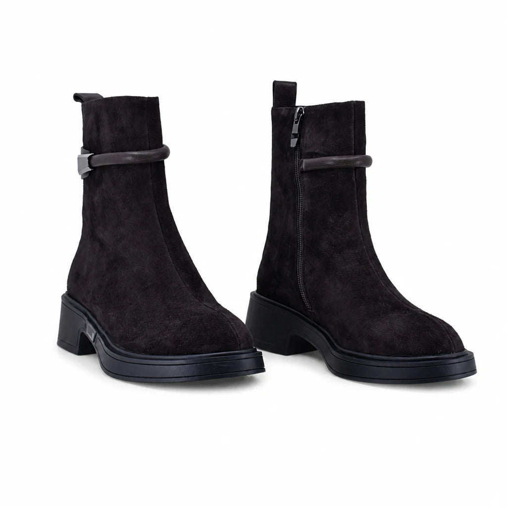 Ghete dama casual Anna Viotti piele intoarsa D123-Y766-7A77-H575-T259 maro