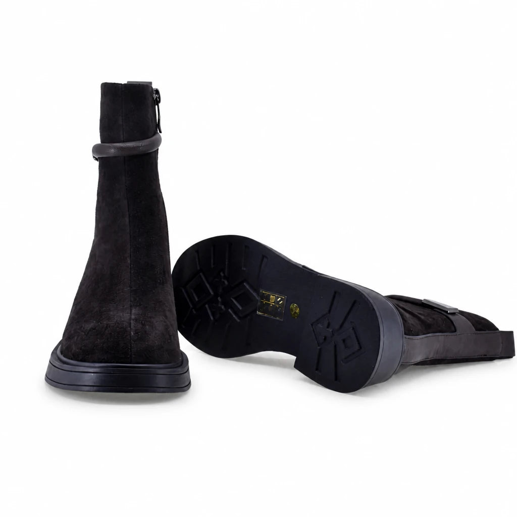 Ghete dama casual Anna Viotti piele intoarsa D123-Y766-7A77-H575-T259 maro