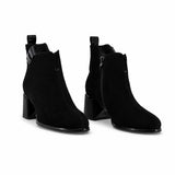 Botine dama elegante Anna Viotti piele intoarsa D125-5J187-B01 negre