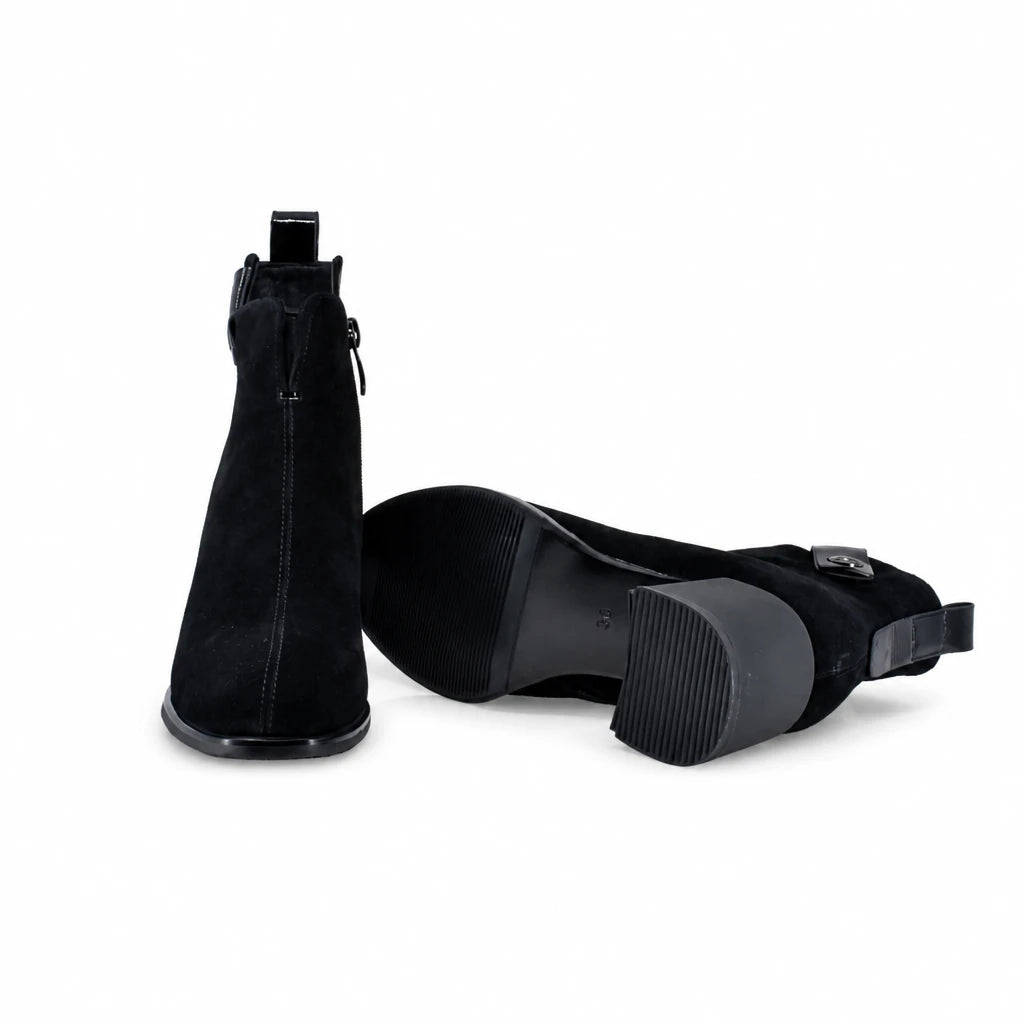 Botine dama elegante Anna Viotti piele intoarsa D125-5J187-B01 negre