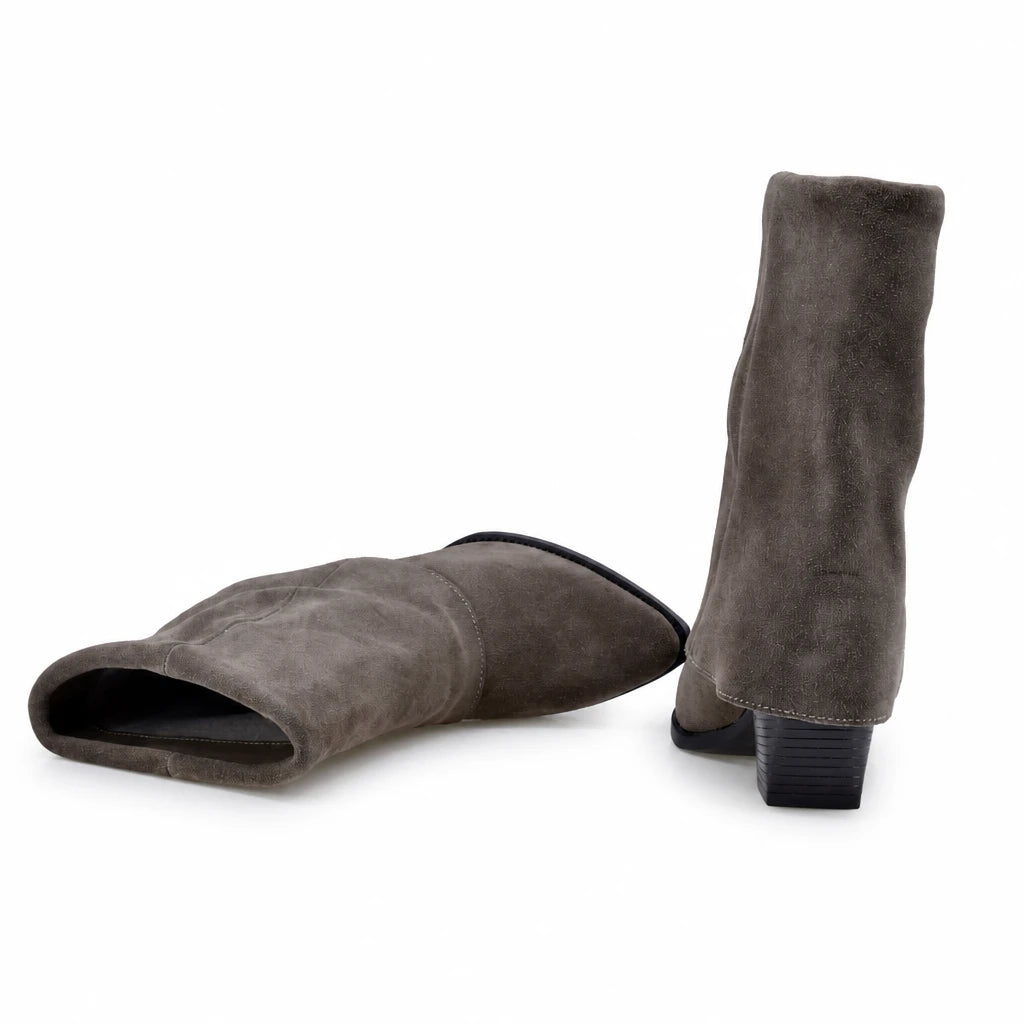 Cizme Dama Casual Anna Viotti Piele Intoarsa D115-2380-29R-02 kaki