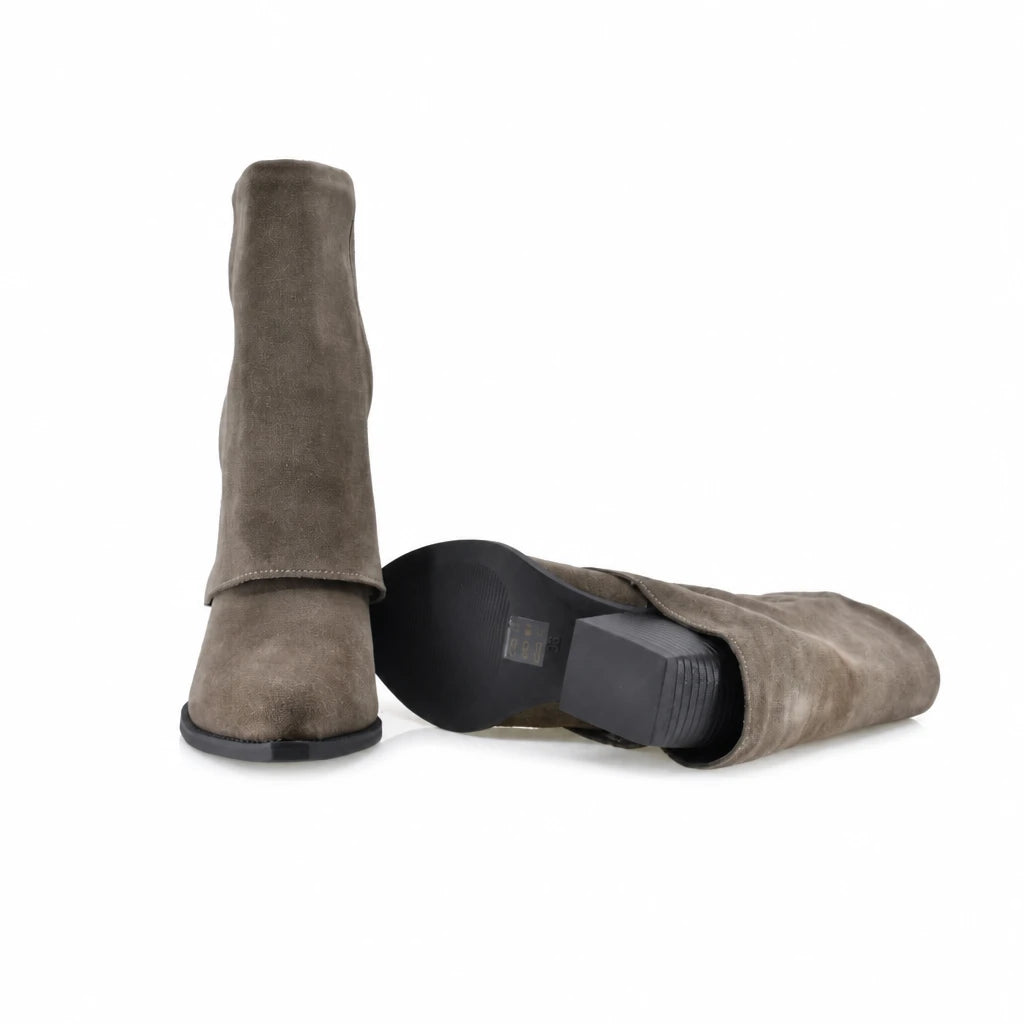 Cizme Dama Casual Anna Viotti Piele Intoarsa D115-2380-29R-02 kaki