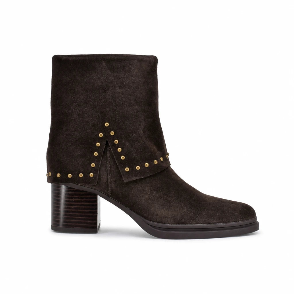 Botine dama casual Anna Viotti piele intoarsa D115-80935-05R maro