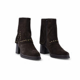 Botine dama casual Anna Viotti piele intoarsa D115-80935-05R maro