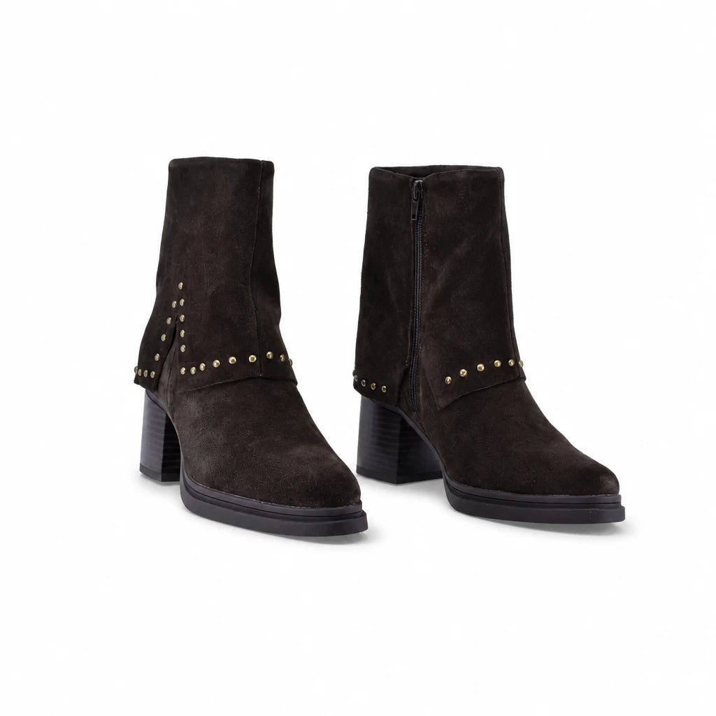 Botine dama casual Anna Viotti piele intoarsa D115-80935-05R maro
