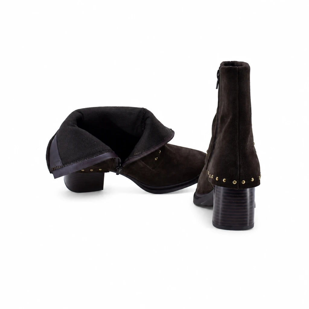 Botine dama casual Anna Viotti piele intoarsa D115-80935-05R maro