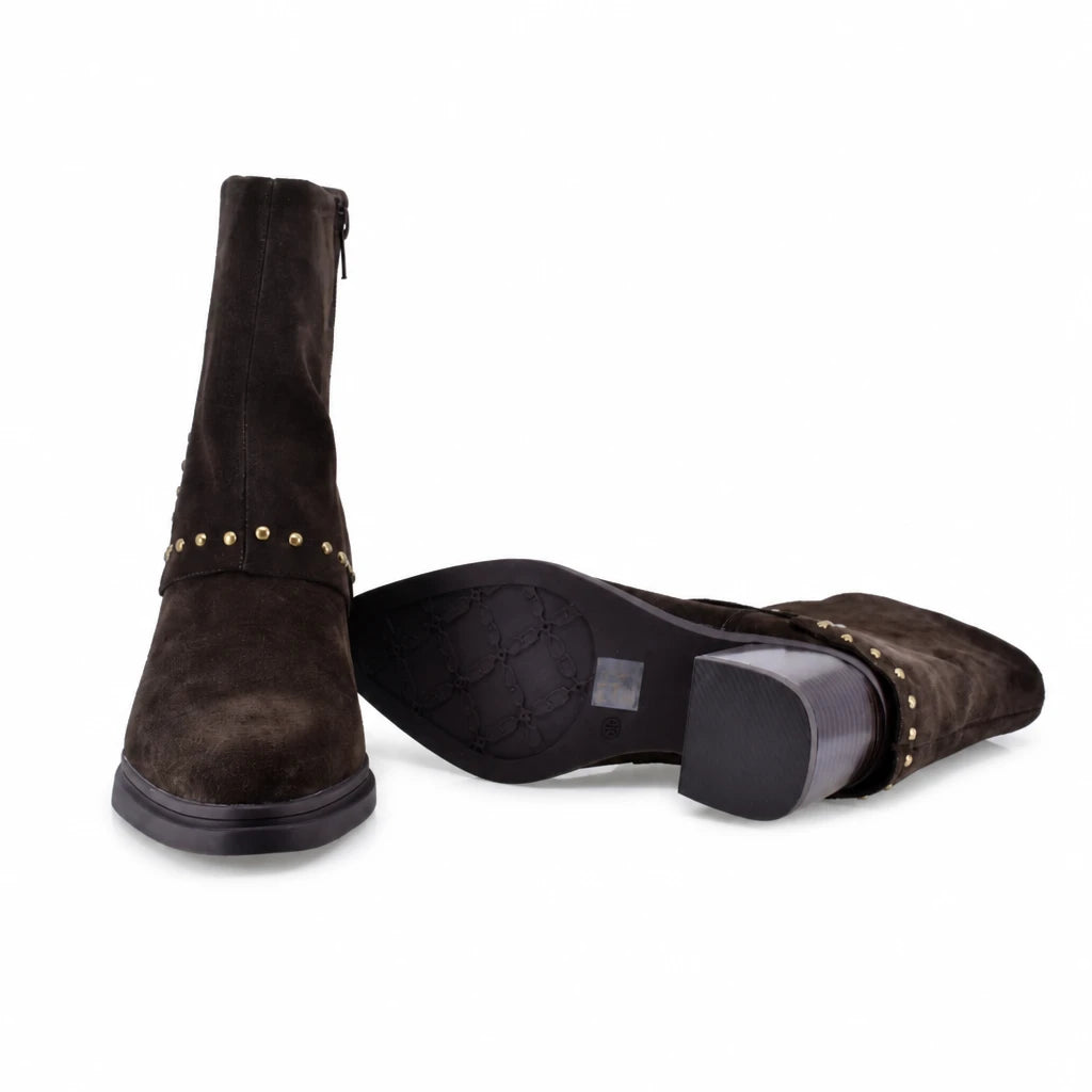 Botine dama casual Anna Viotti piele intoarsa D115-80935-05R maro