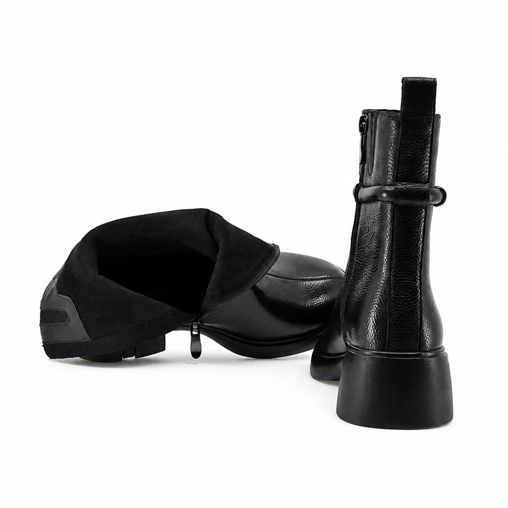 Ghete dama casual Anna Viotti piele naturala D123-Y765-6A730-N253 negre