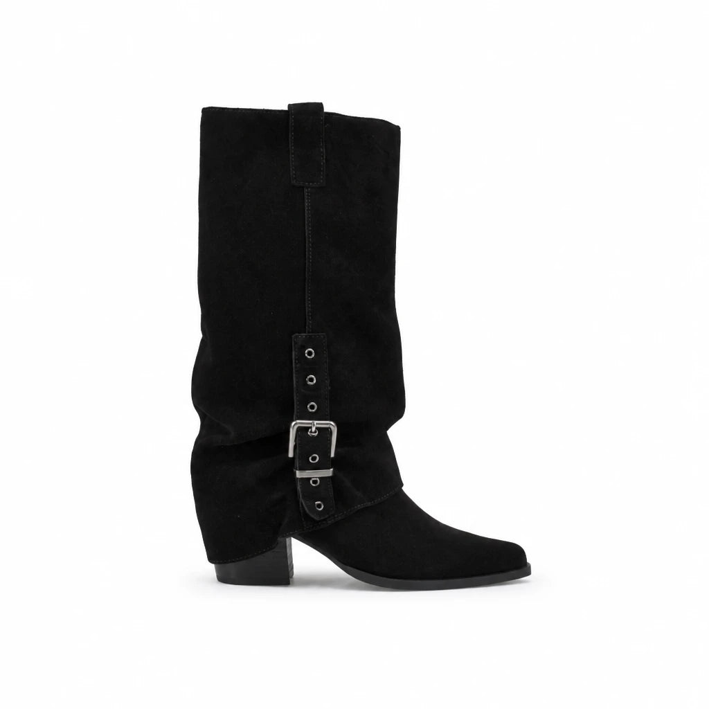 Cizme Dama Casual Anna Viotti Piele Intoarsa D115-138830-14R negre