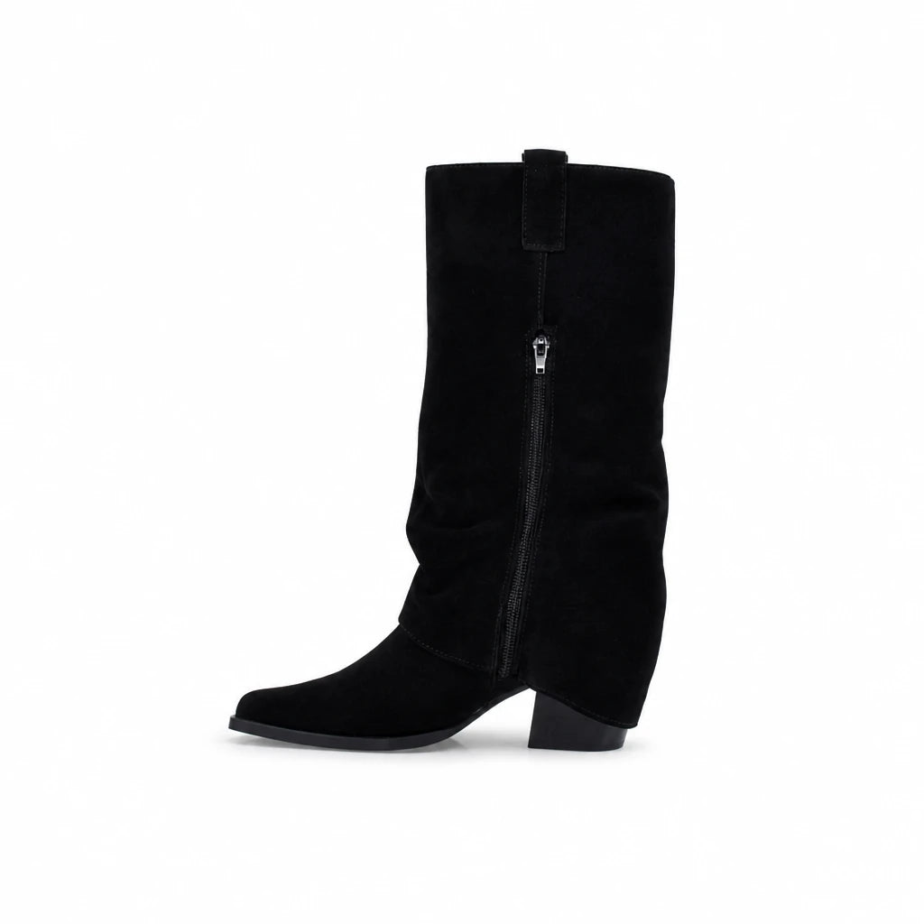 Cizme Dama Casual Anna Viotti Piele Intoarsa D115-138830-14R negre