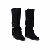 Cizme Dama Casual Anna Viotti Piele Intoarsa D115-138830-14R negre