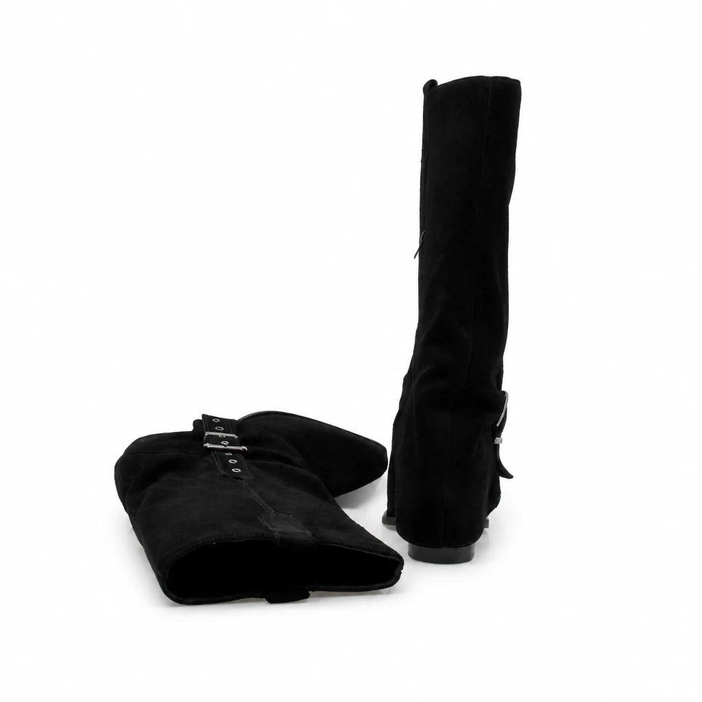 Cizme Dama Casual Anna Viotti Piele Intoarsa D115-138830-14R negre