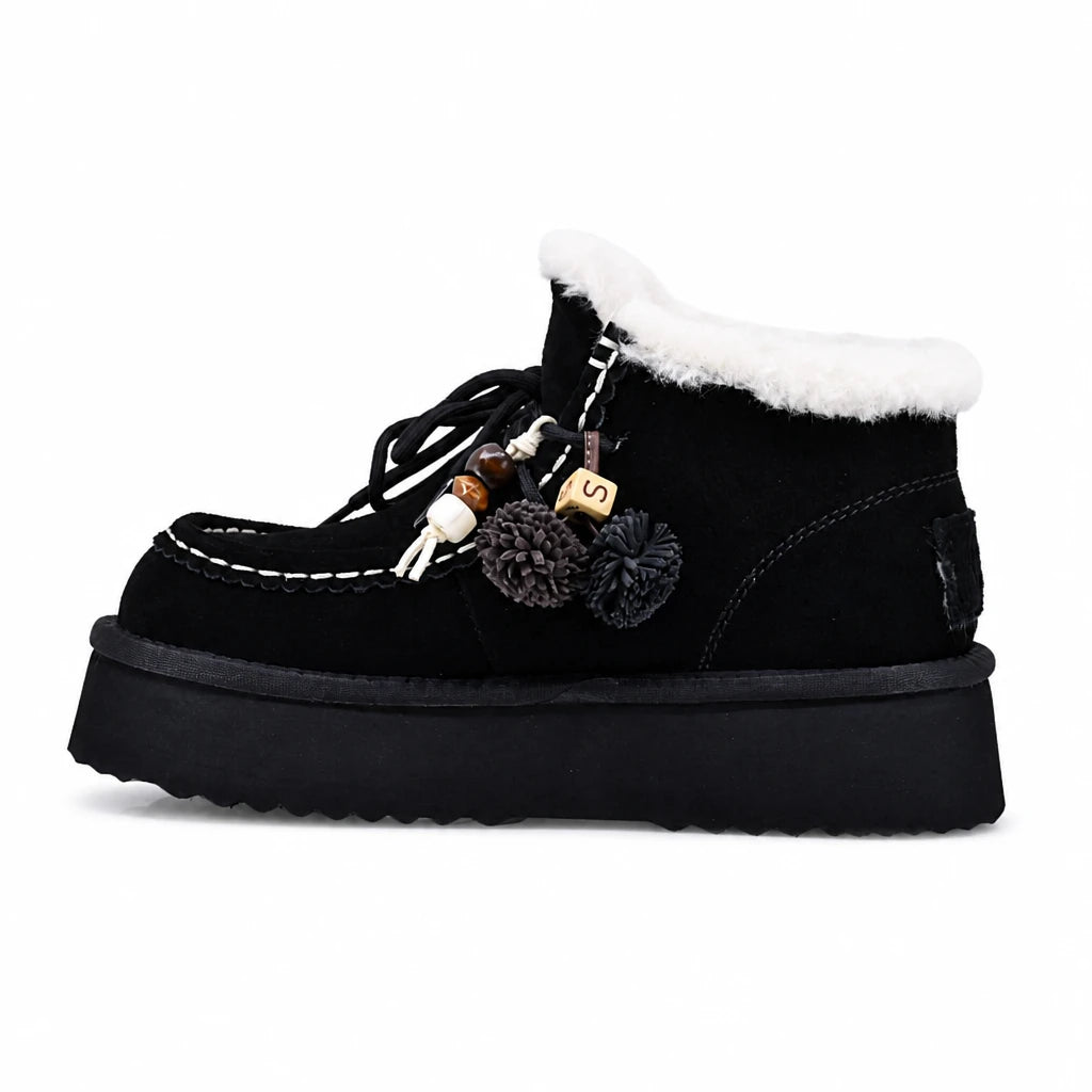 Ghete dama casual Anna Viotti piele intoarsa D121-DS5228 negre