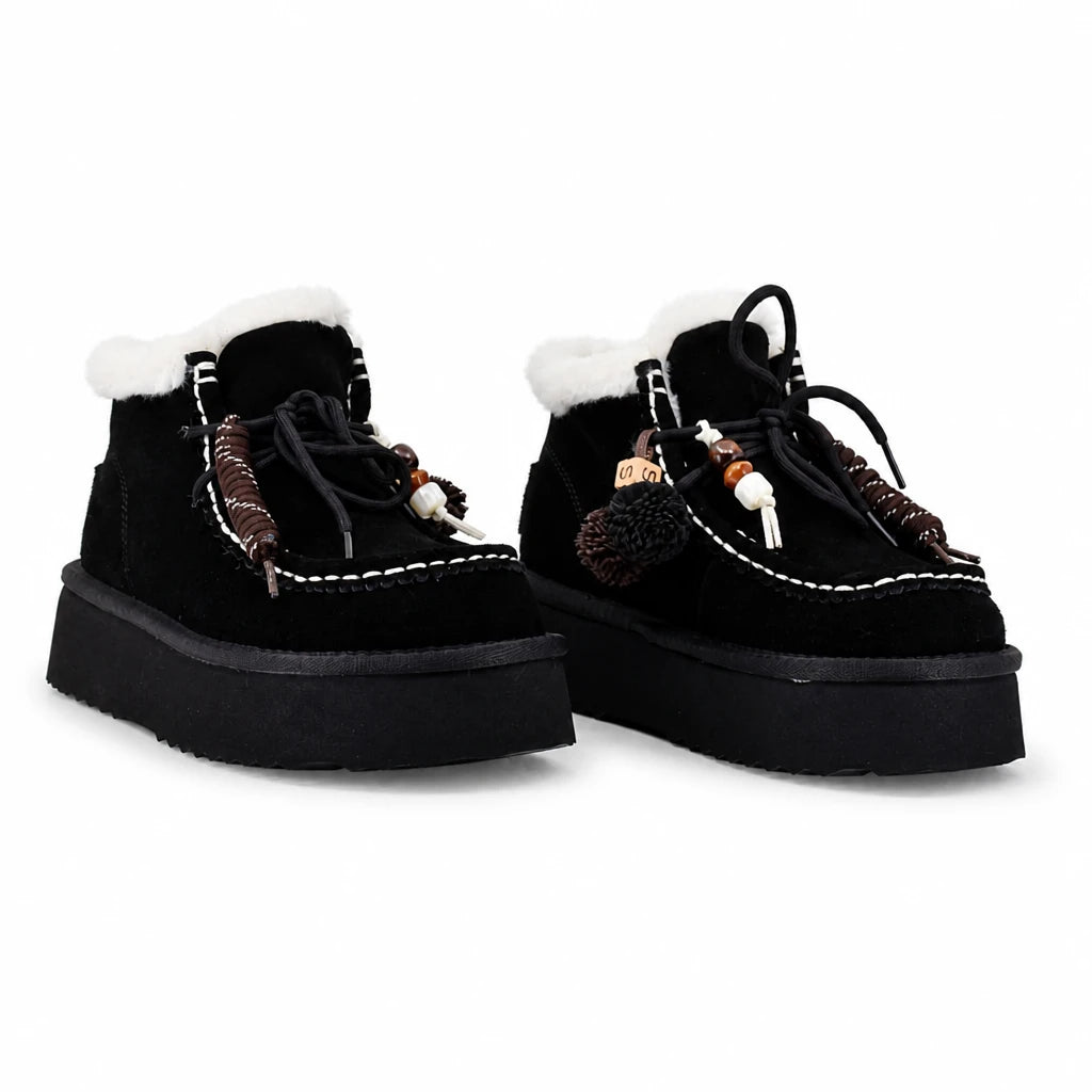Ghete dama casual Anna Viotti piele intoarsa D121-DS5228 negre