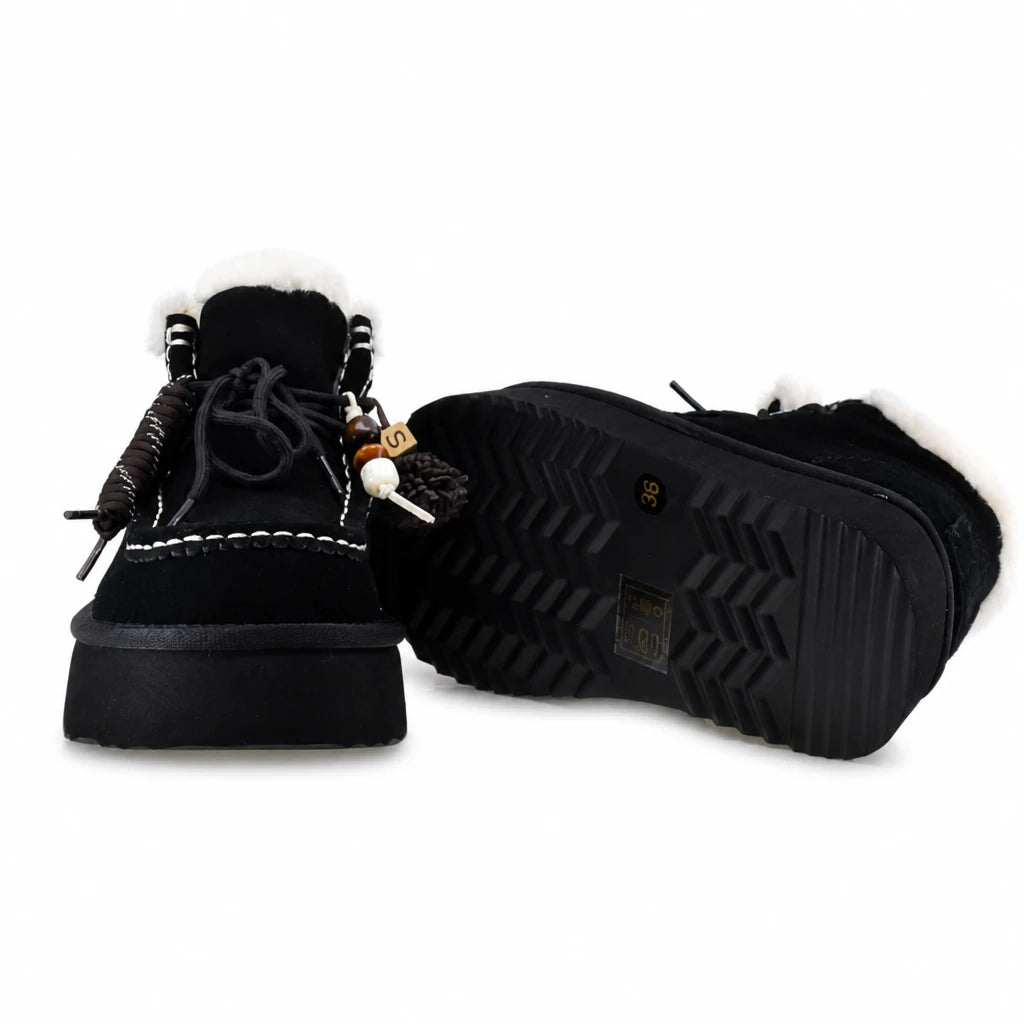 Ghete dama casual Anna Viotti piele intoarsa D121-DS5228 negre