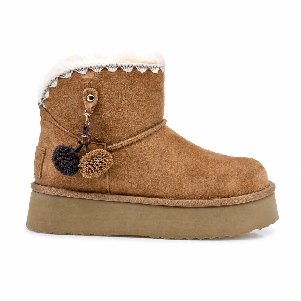 Ghete dama casual Anna Viotti piele intoarsa D121-DS5382A camel
