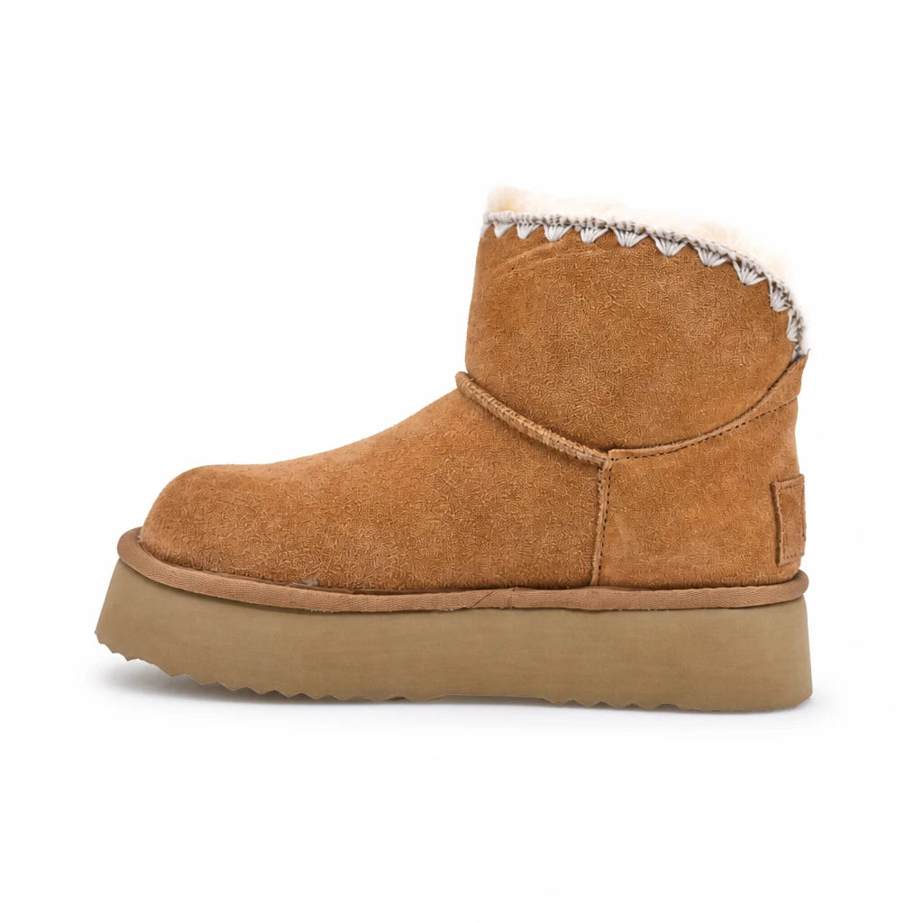 Ghete dama casual Anna Viotti piele intoarsa D121-DS5382A camel