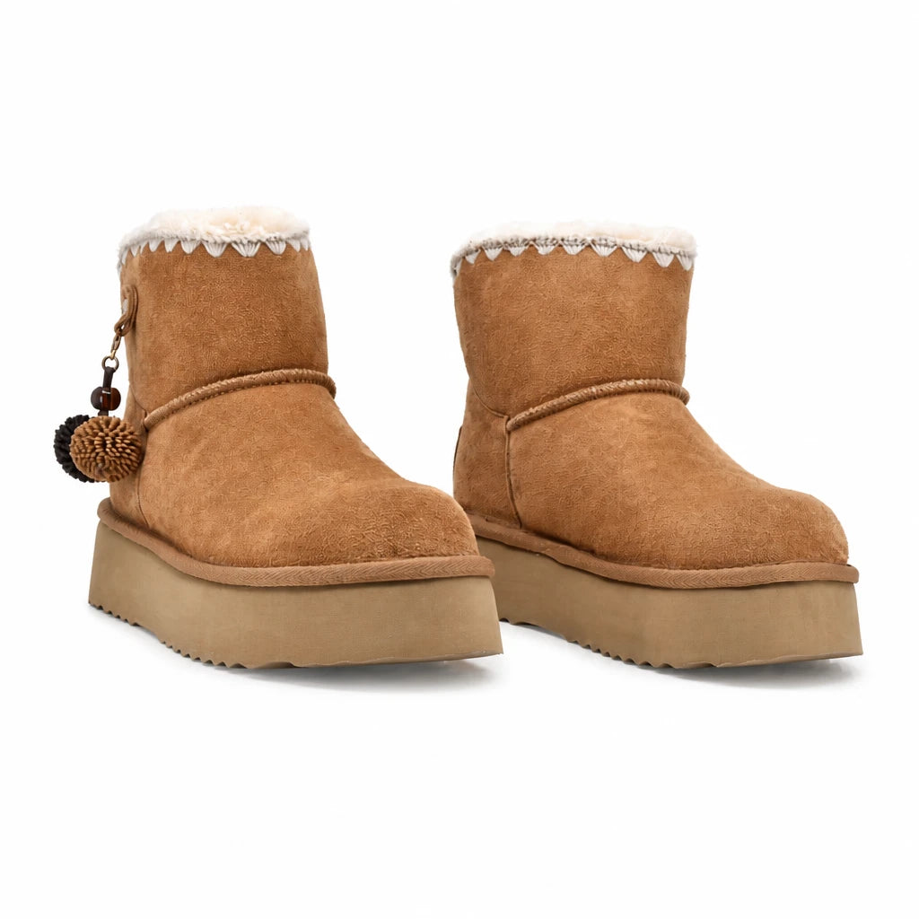 Ghete dama casual Anna Viotti piele intoarsa D121-DS5382A camel