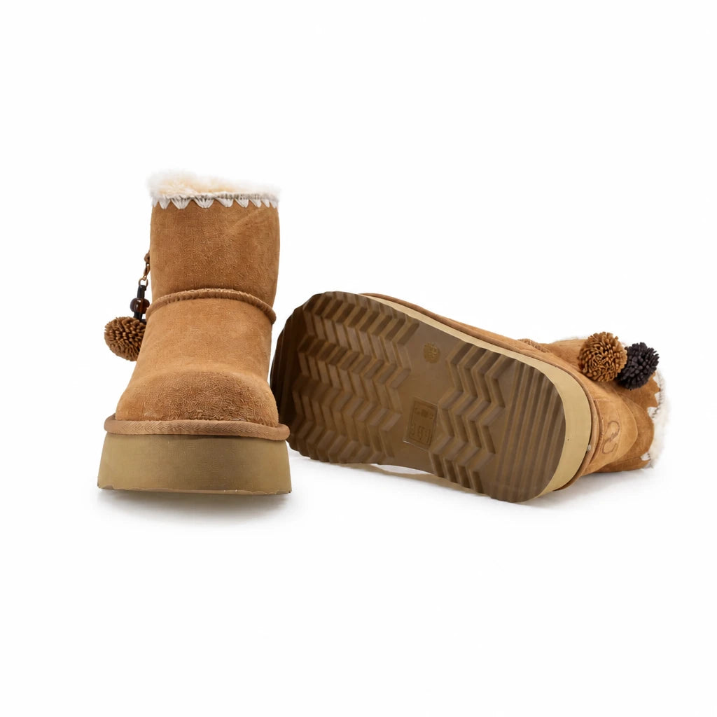 Ghete dama casual Anna Viotti piele intoarsa D121-DS5382A camel