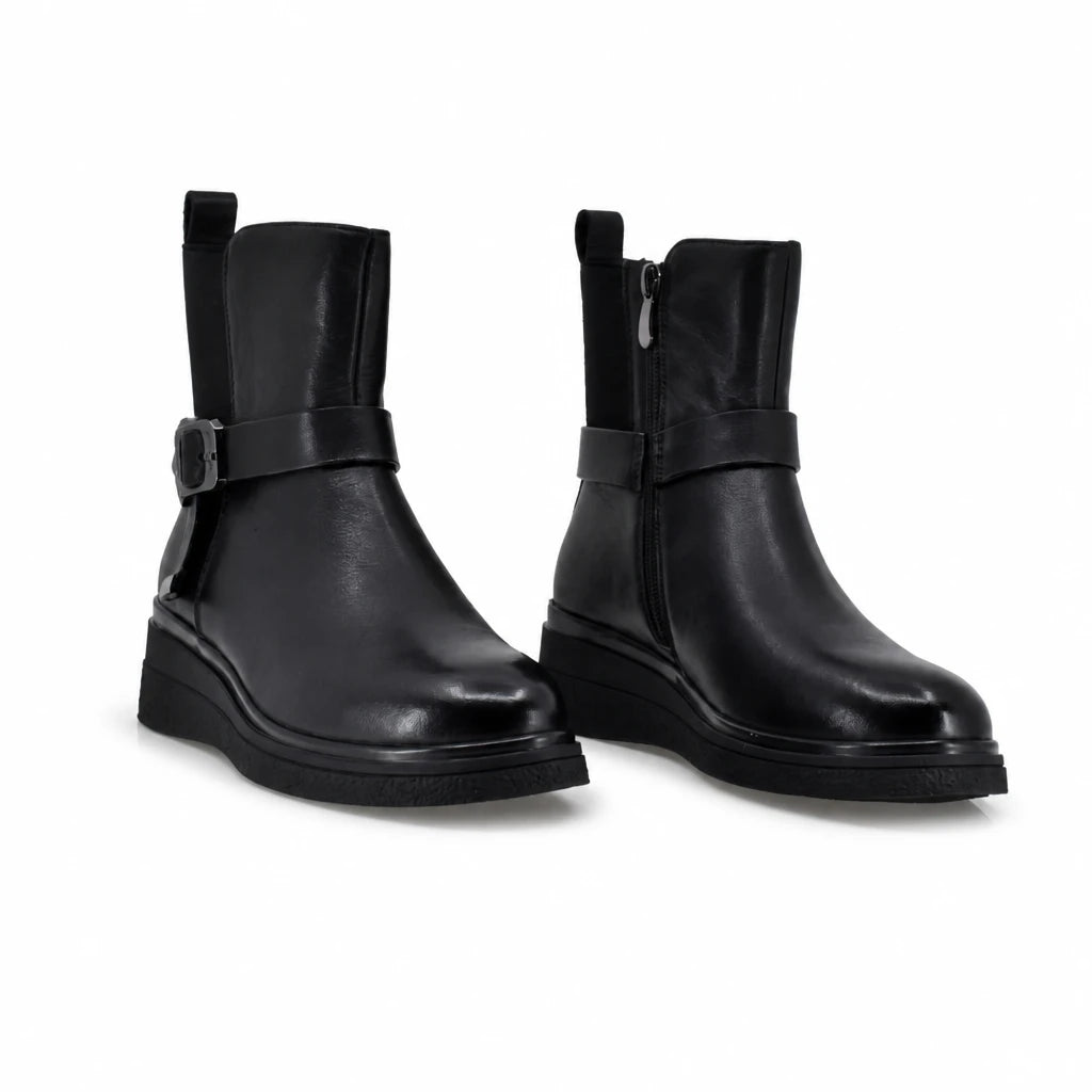Ghete dama casual Anna Viotti piele naturala D125-5J197-B05A negre