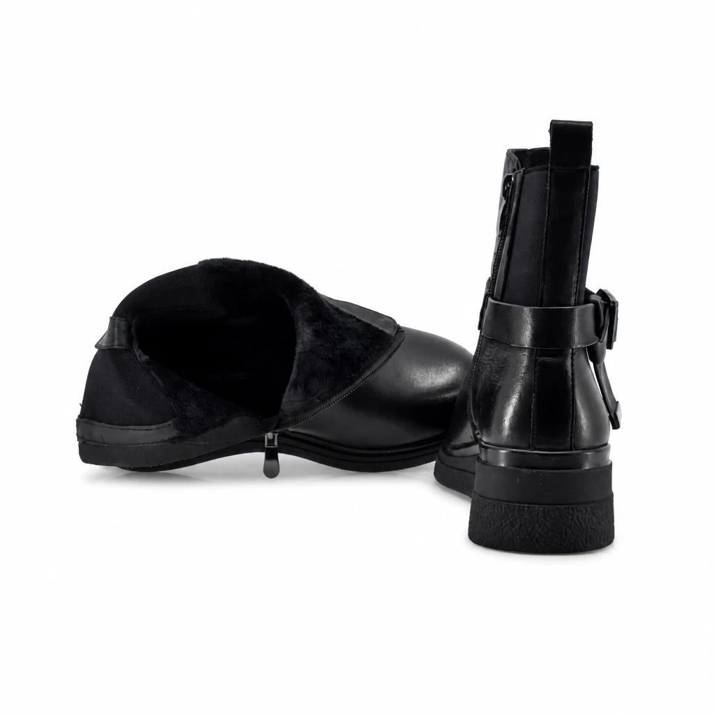Ghete dama casual Anna Viotti piele naturala D125-5J197-B05A negre