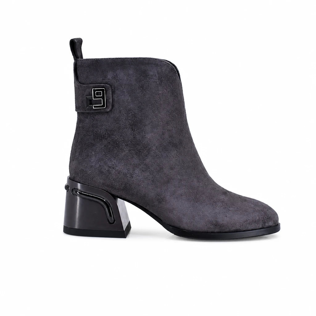 Botine dama elegante Anna Viotti piele intoarsa D123-J5.5-A2722-830-H815 gri