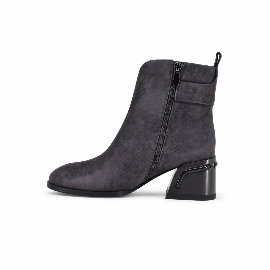 Botine dama elegante Anna Viotti piele intoarsa D123-J5.5-A2722-830-H815 gri