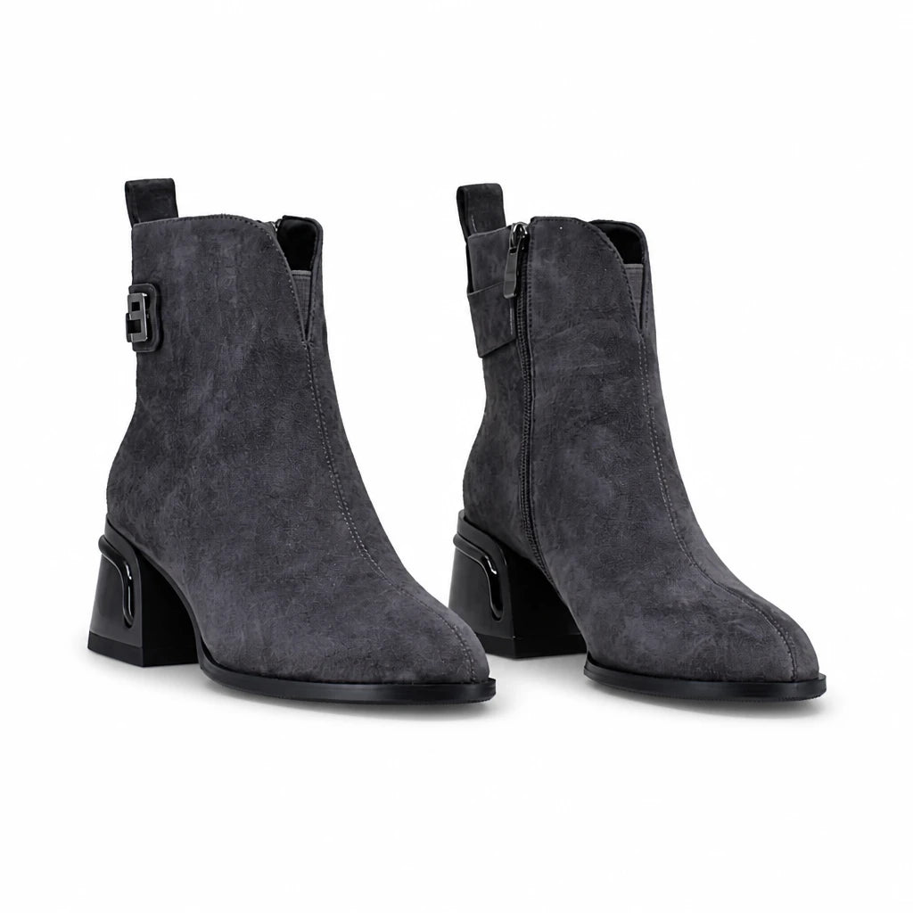 Botine dama elegante Anna Viotti piele intoarsa D123-J5.5-A2722-830-H815 gri