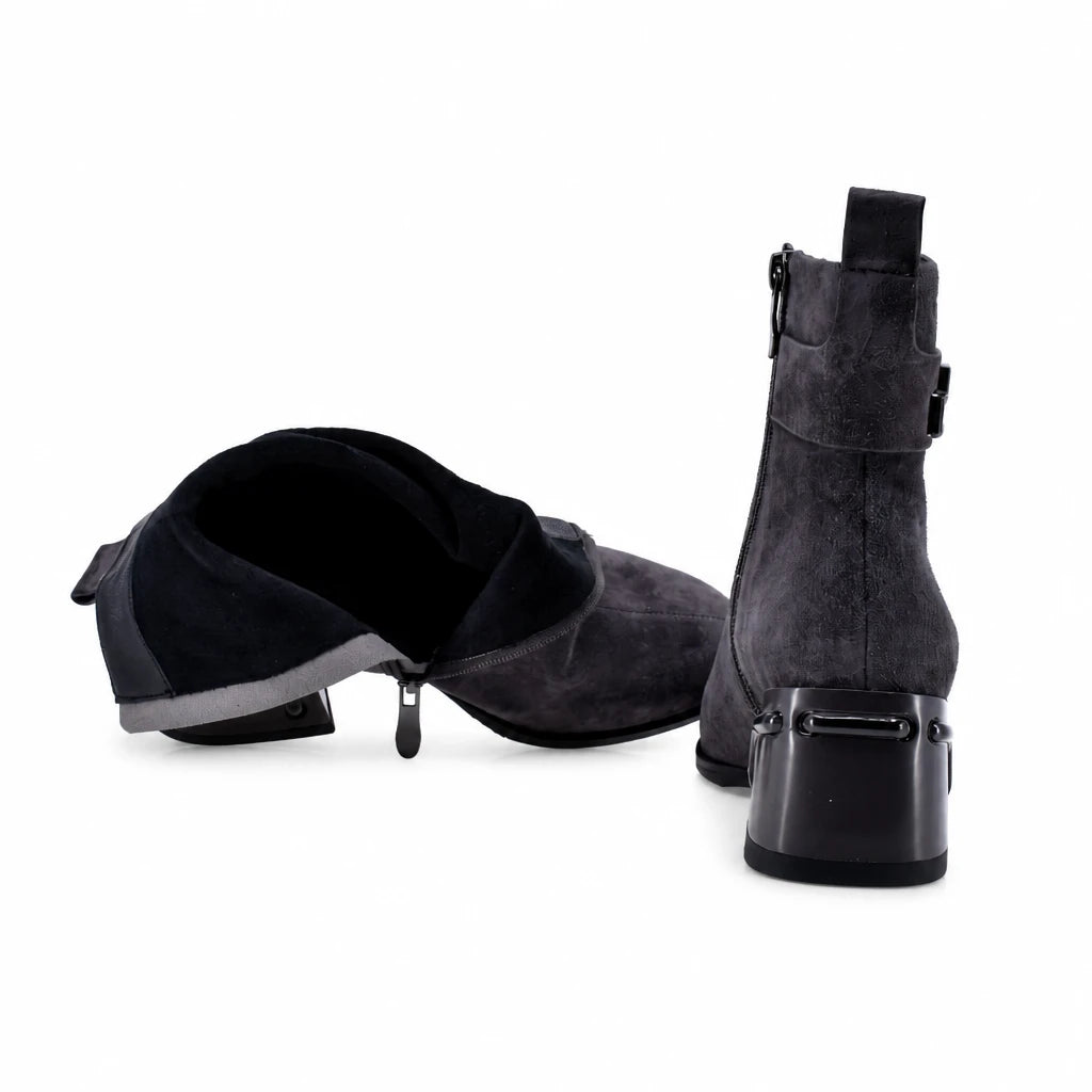 Botine dama elegante Anna Viotti piele intoarsa D123-J5.5-A2722-830-H815 gri