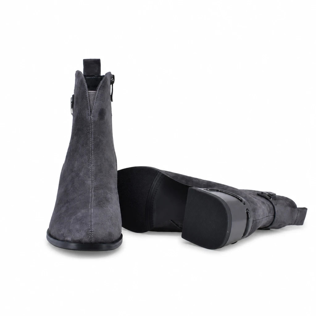 Botine dama elegante Anna Viotti piele intoarsa D123-J5.5-A2722-830-H815 gri