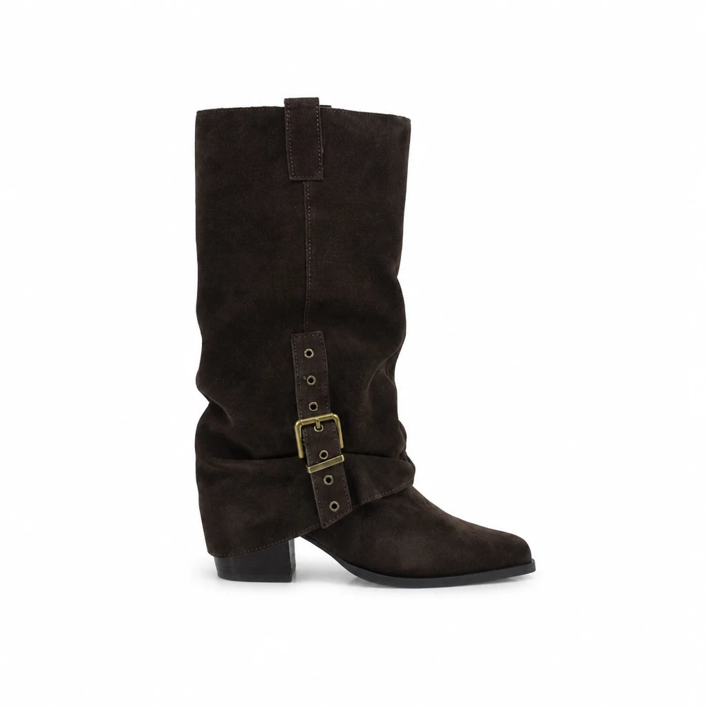 Cizme Dama Casual Anna Viotti Piele Intoarsa D115-138830-14R maro