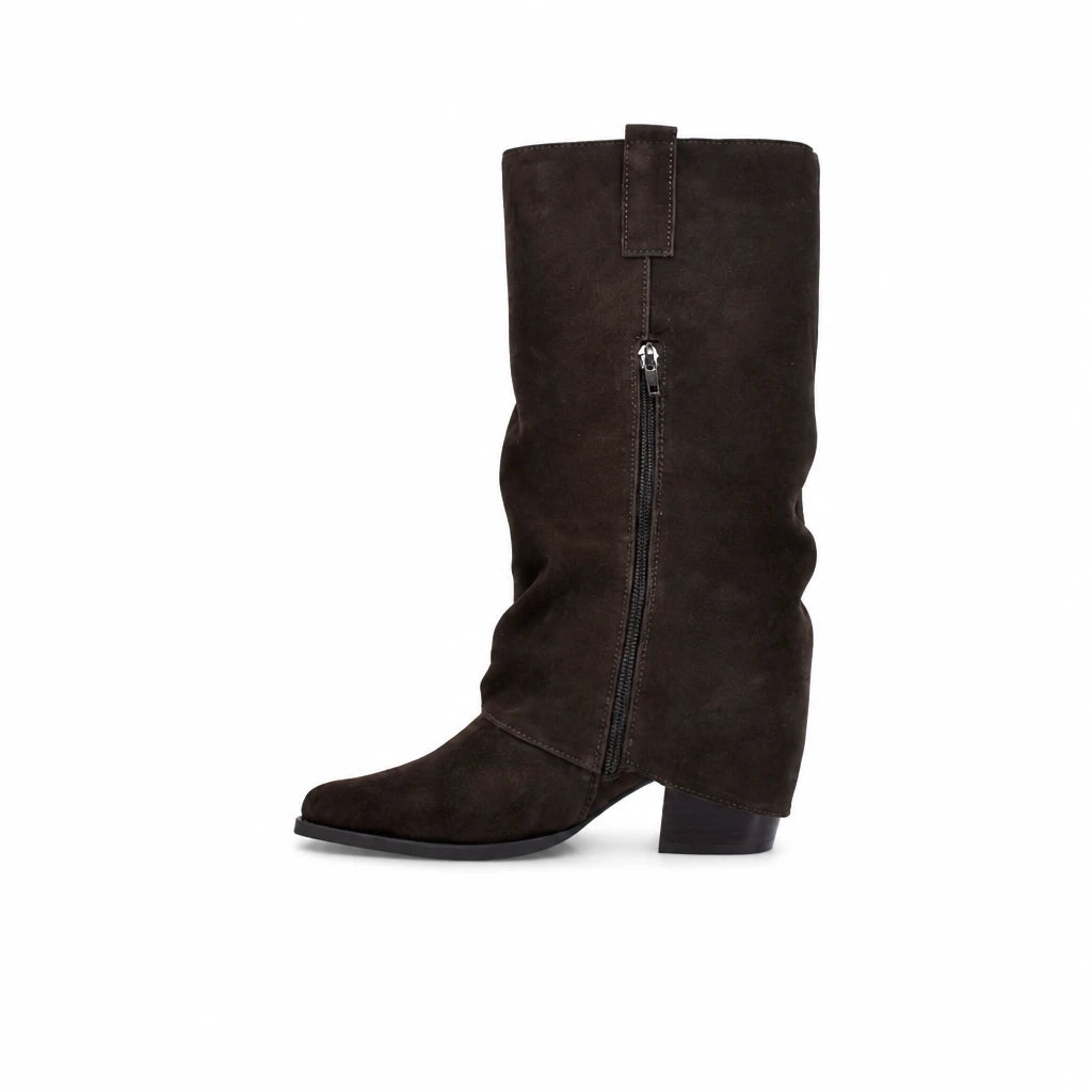 Cizme Dama Casual Anna Viotti Piele Intoarsa D115-138830-14R maro
