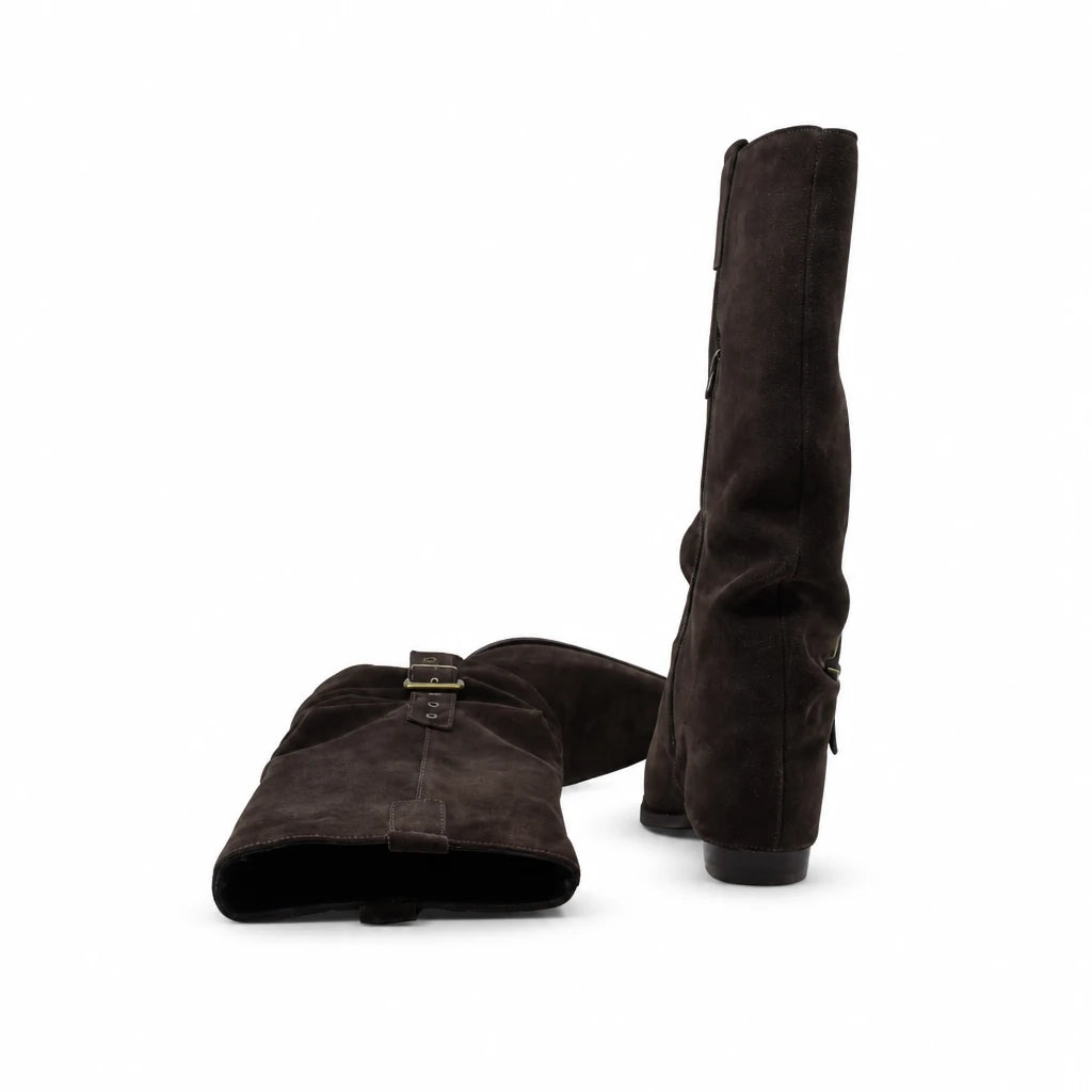 Cizme Dama Casual Anna Viotti Piele Intoarsa D115-138830-14R maro