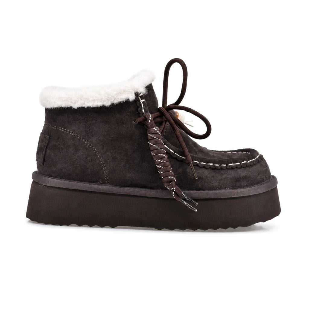 Ghete dama casual Anna Viotti piele intoarsa D121-DS5228 maro