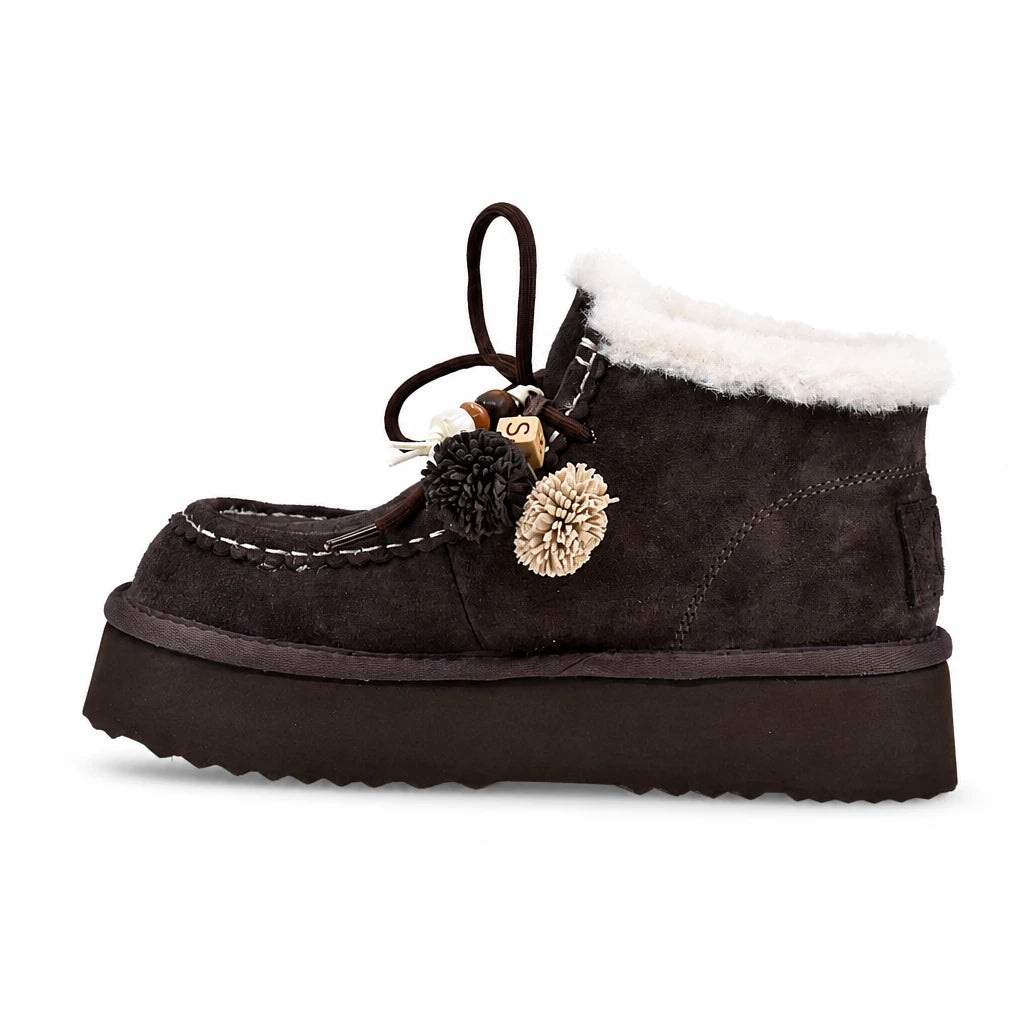 Ghete dama casual Anna Viotti piele intoarsa D121-DS5228 maro